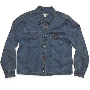 Christopher & Banks Vintage Stars Patriotic Denim Jacket Womens Size Small